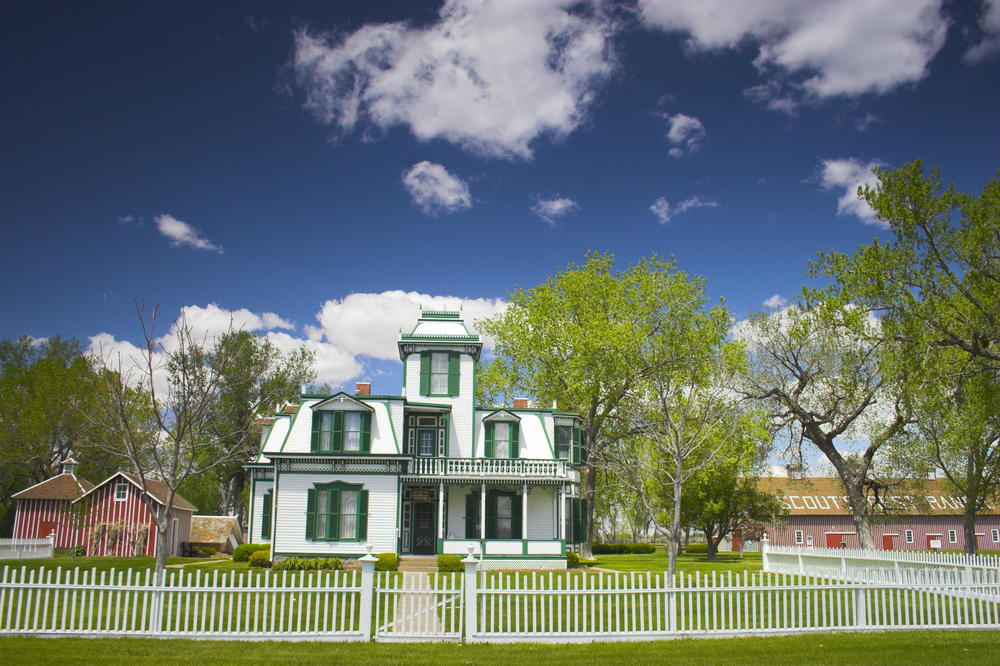 The historic home of Buffalo Bill, a Victorian style home on a sunny day in North Platte Nebraska. 