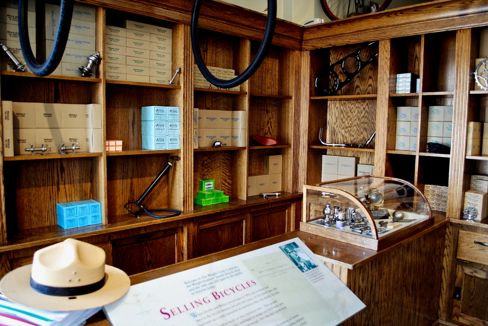 The interior of one of the areas in the Wright brother's Cycle Company Complex that has bicycle parts. It's one of the best things to do in Dayton. 