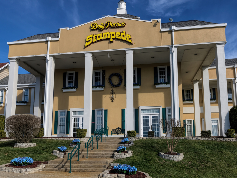The front of Dolly Parton's Stampede during the winter