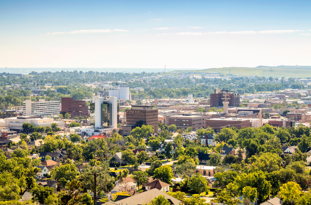 Panorama of Rapid City, South Dakota in an article about restaurants in Rapid City. 