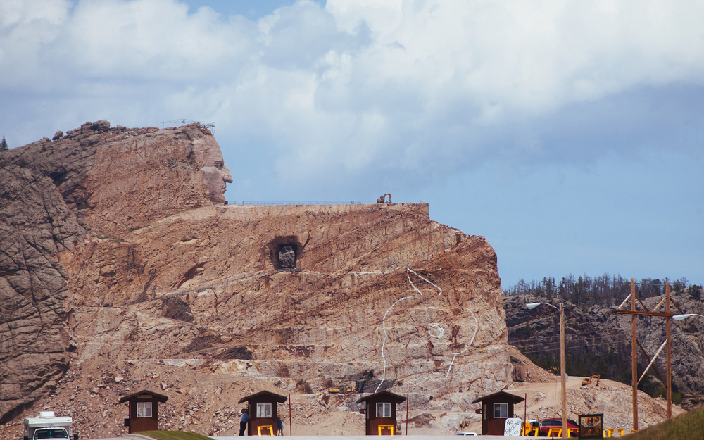 Crazy Horse Memorial in Black Hills. A face is carved into the cliff