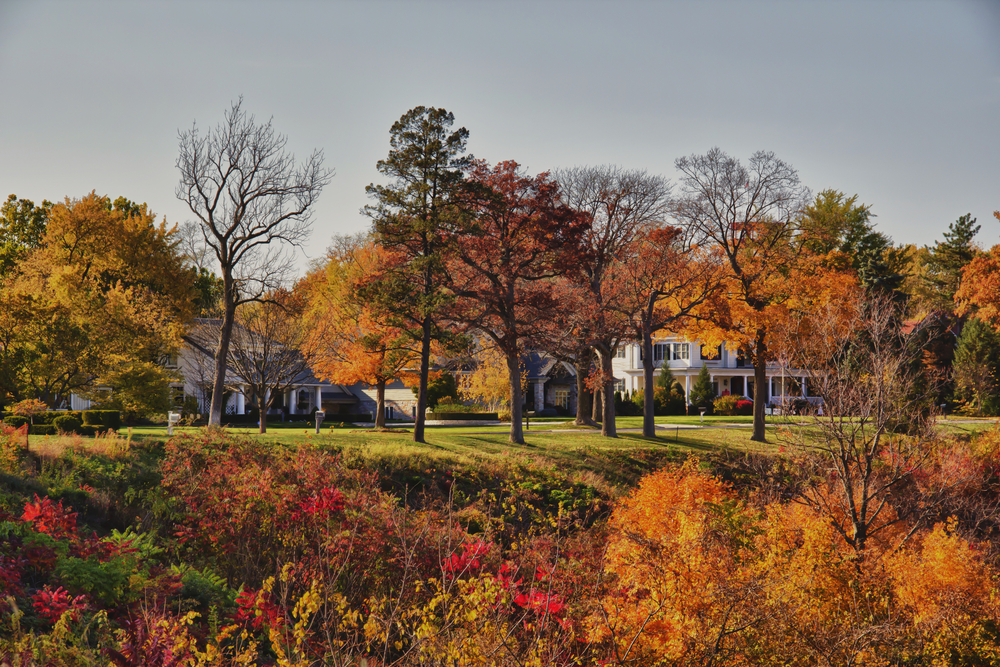 Fall trees and home along the Grandview Drive.