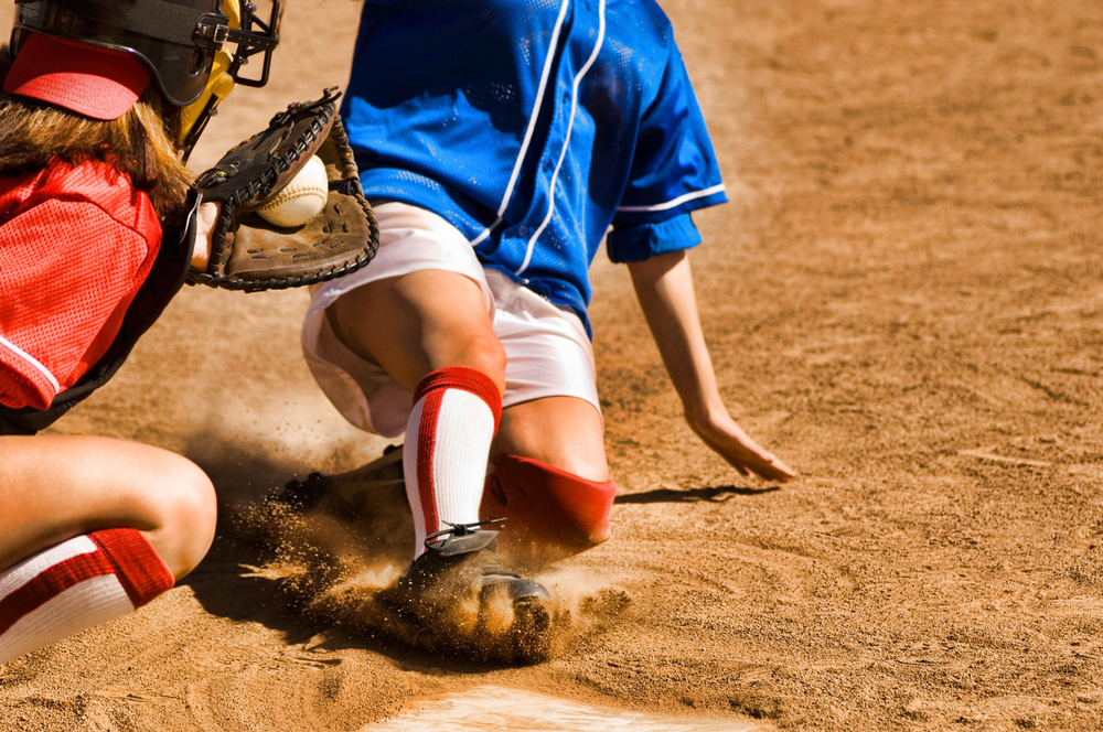 Close up shot of baseball players near Home Plate