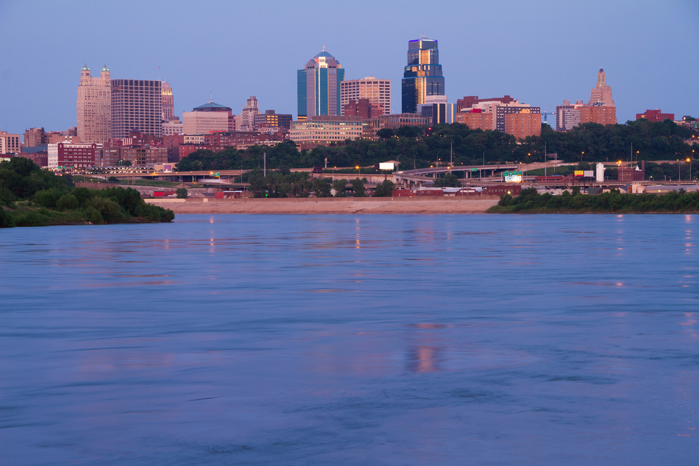  KAW Point Park one for the things to do in Kansas City KS. It shows the water and view of the city 