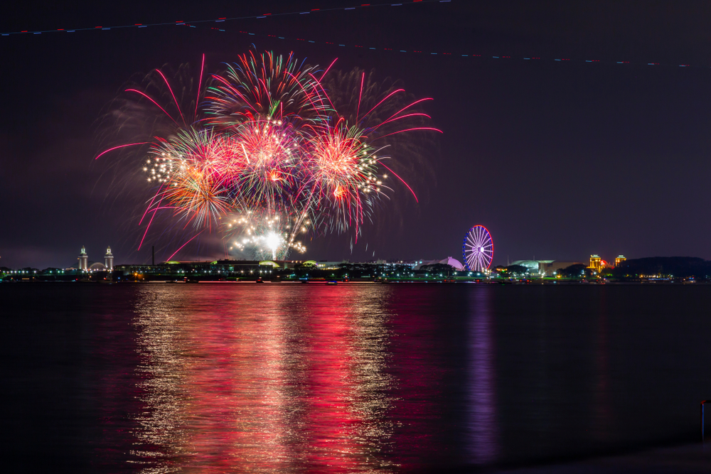 Pretty fireworks over Lake Michigan near the Navy Pier.