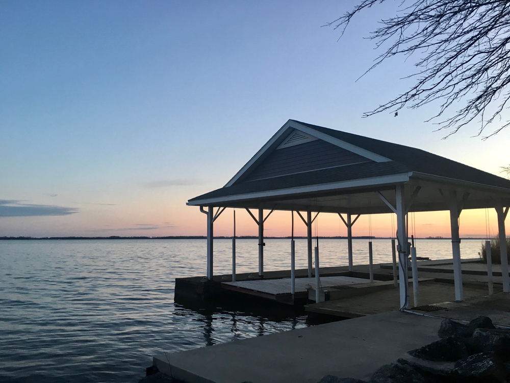 Pretty sunset over the Grand Lake St. Marys dock.