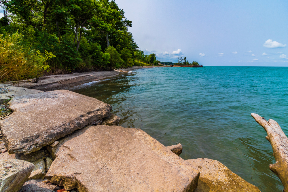 Rocky shore of Lake Erie in Ohio.