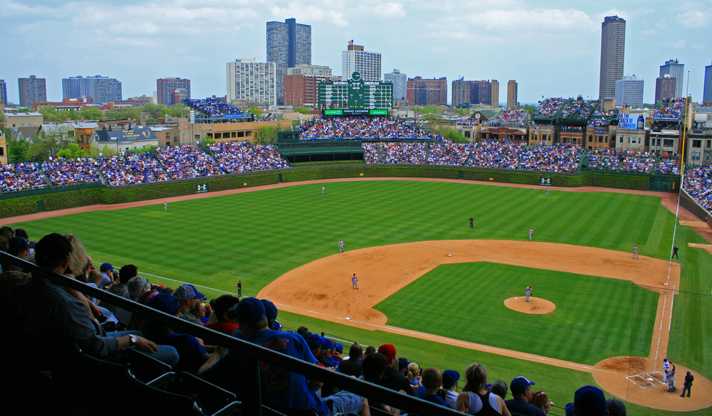 A baseball game at Wrigley Field.