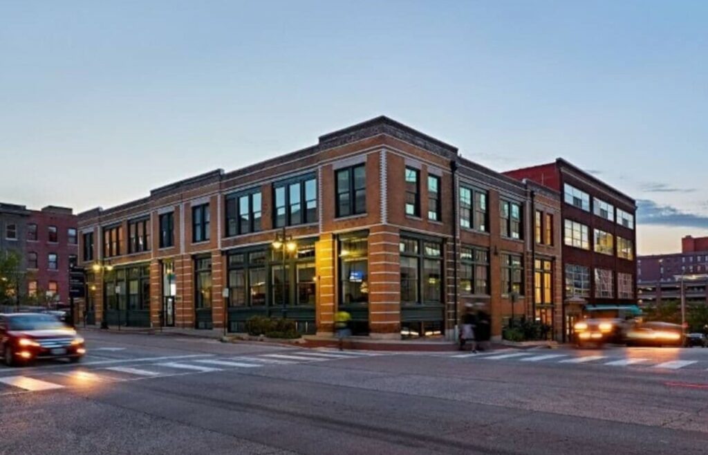 The exterior of a historic building in Kansas City that has lofts inside