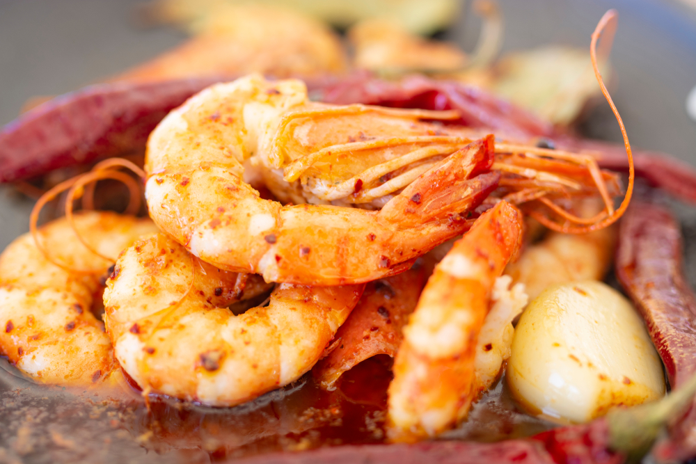 Seafood on a plate close up in an article about  restaurants in Chicago