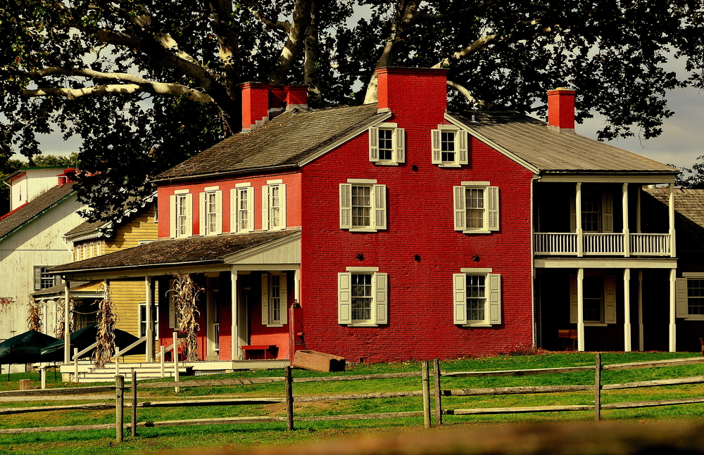 Landis Valley House Hotel built by Jacob Landis, Jr. at the Landis Valley Village and Farm Museum. You can see a red building in an article about things to do in Lancaster.  