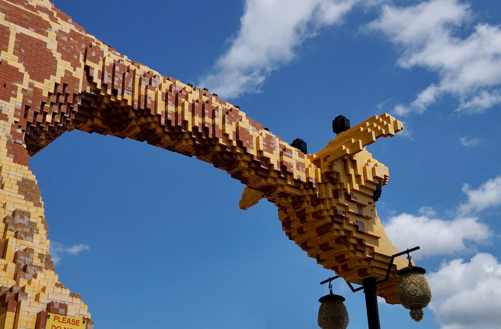 A giraffe made out of Legos at Legoland Discovery Center, one of the best things to do with kids in Chicago