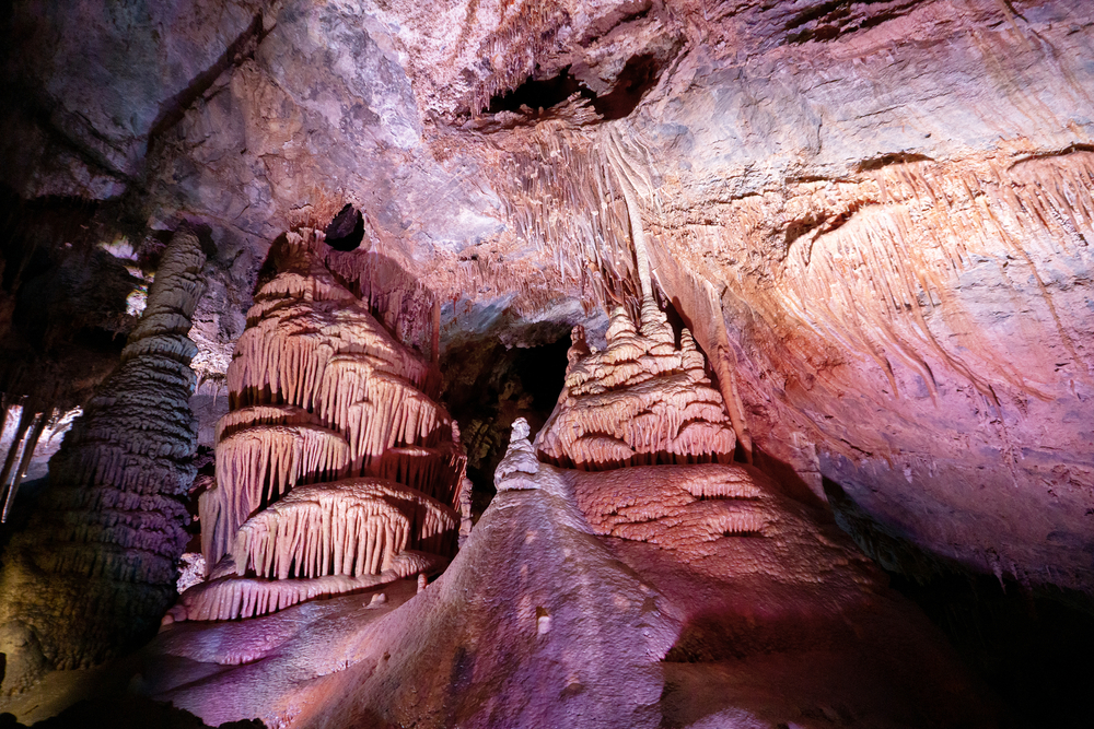 limestone formation inside a cave winter in montana