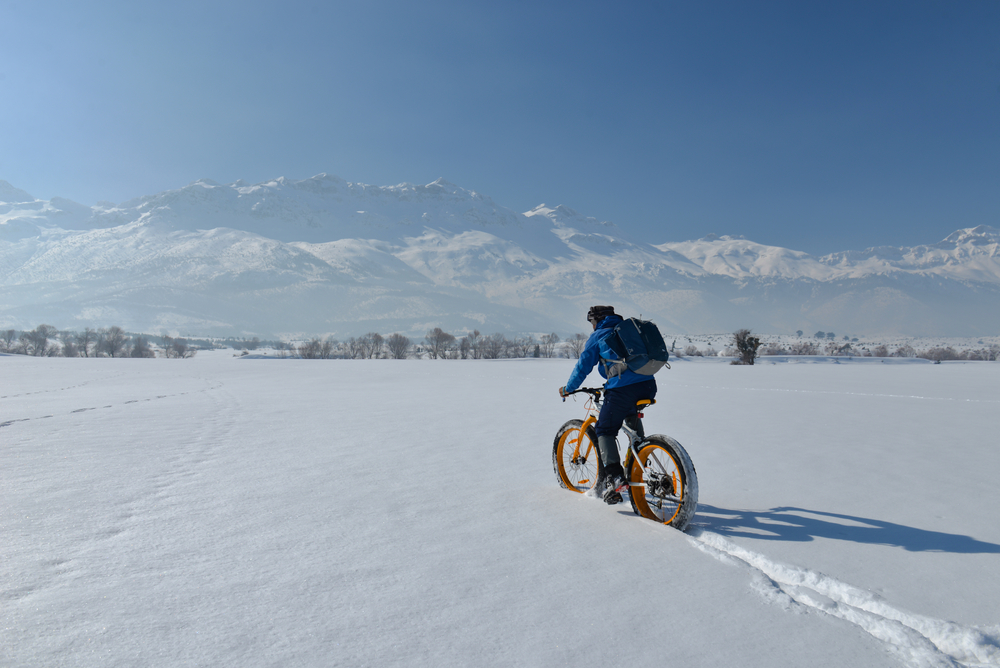 bike rides through the snowy mountains