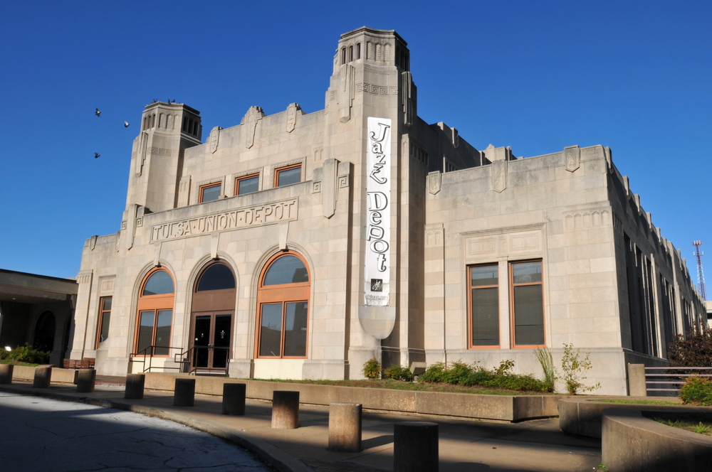 The front exterior of a historic building that now houses the Oklahoma Jazz Hall of Fame