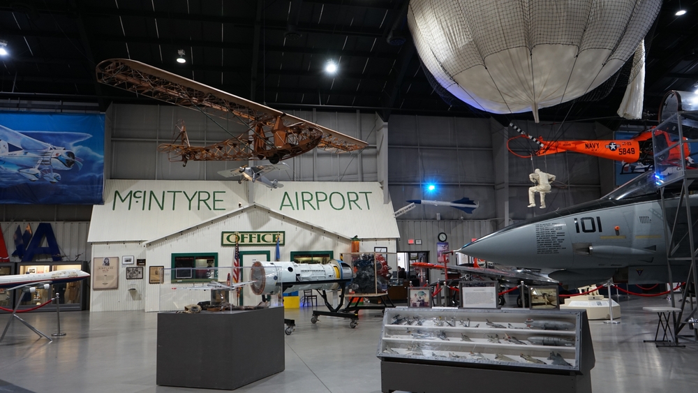The interior of the Tulsa Air and Space Museum where you can see different airplanes, artifacts, and more on display