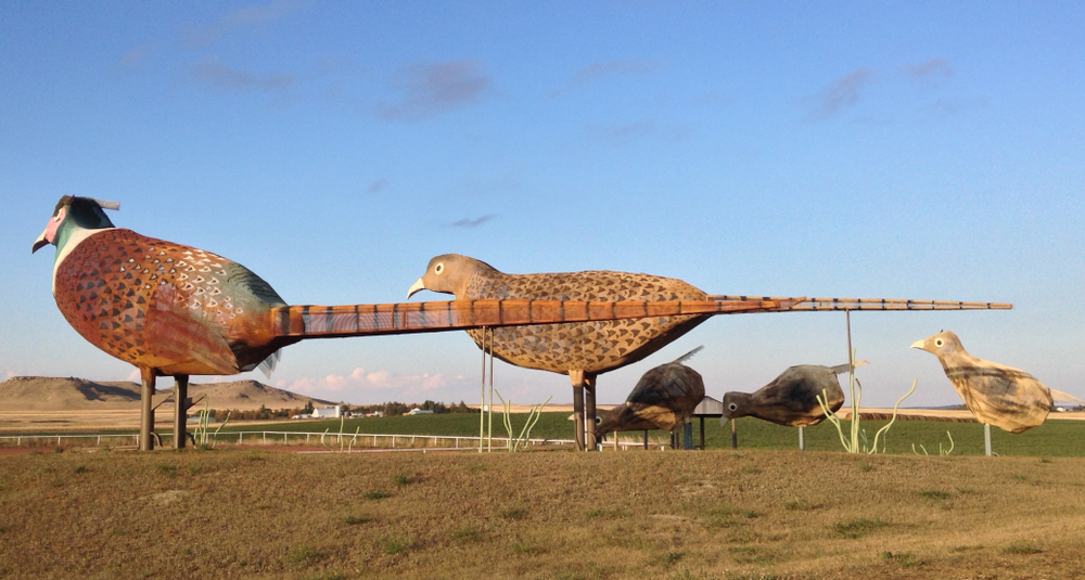 A 30-mile stretch of road in west North Dakota is dubbed “the Enchanted Highway” for its eight oversized folk art sculptures, such as this metal "Pheasants on the Prairie."
