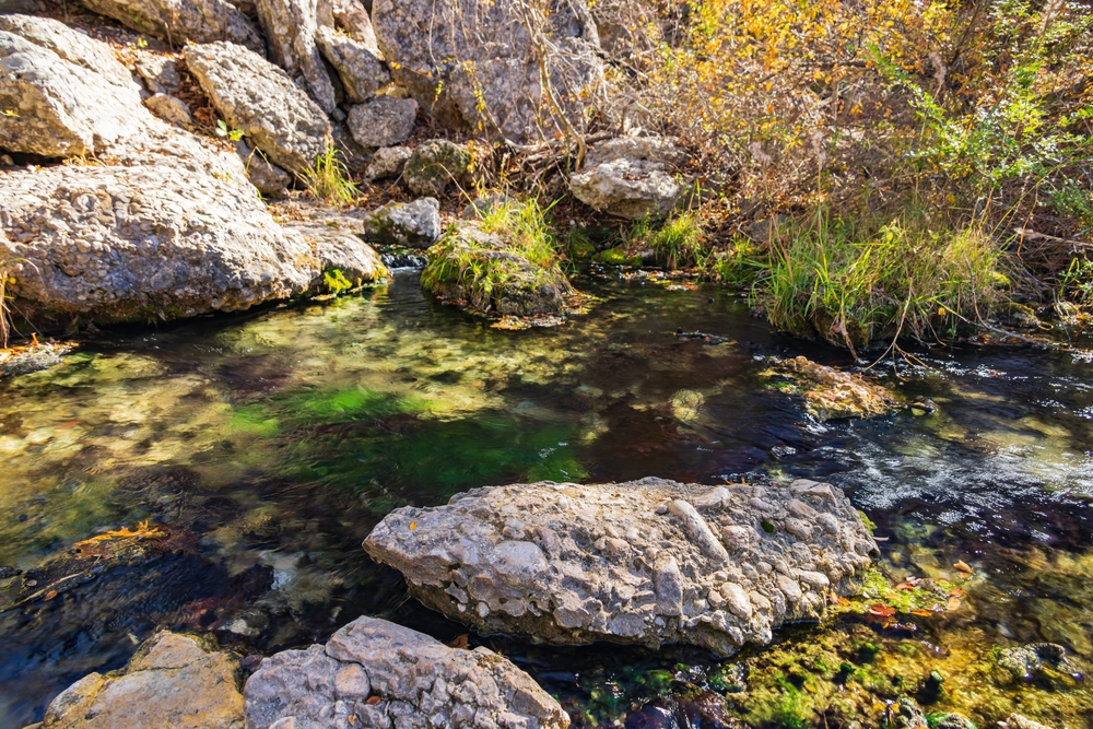 Close view of the pool at Antelope Springs in the fall.