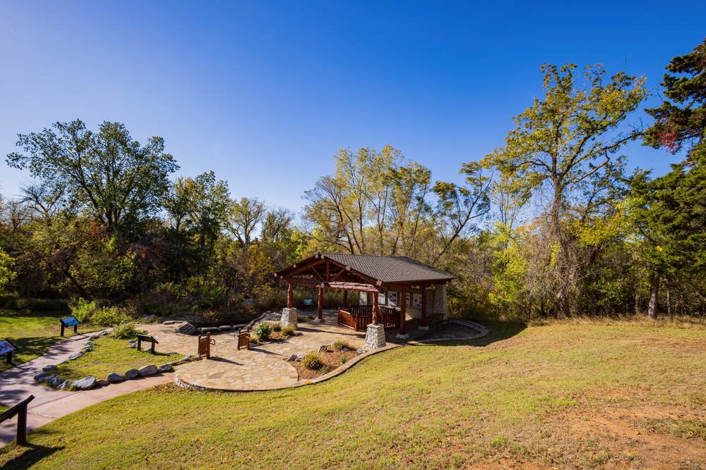 A pavilion covering Boiling Springs in a state park.