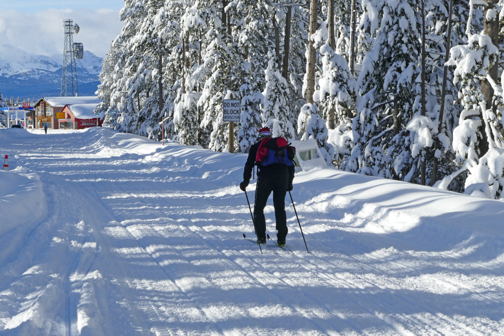 a skier skiing on trail things to do in west yellowstone