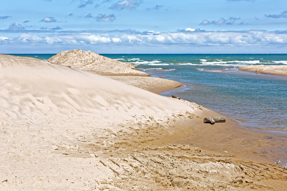 Sand dunes beside ocean