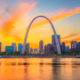Archway surrounded by buildings during sunset midwest attractions