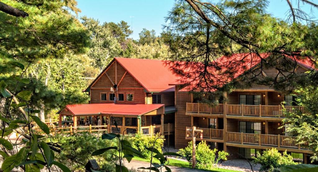 One of the resorts in the Midwest . It's a log style cabin surrounded by trees.  