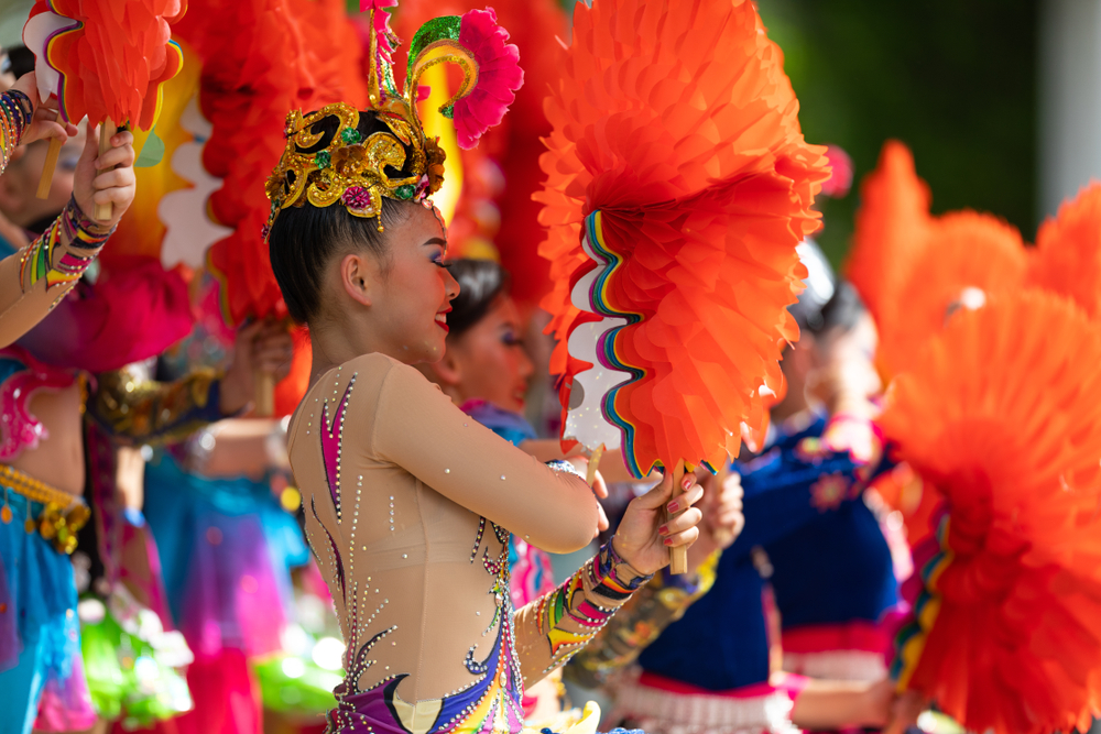 Columbus Asian Festival, Young girls performing Hmong traditional dances. One of the events in Ohio  