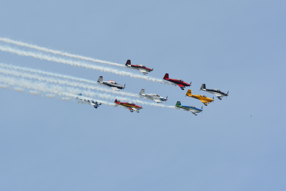 Planes practicing the day before the airshow in Milwaukee over Lake Michigan.