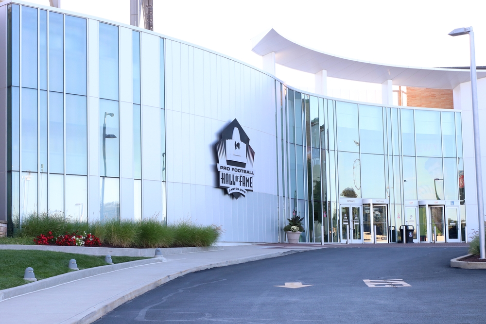 The front of the Pro Football Hall of Fame one of the best attractions in Ohio