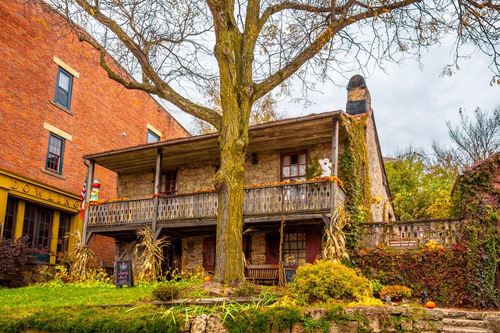 The front of the Dowling House, the oldest house in Galena