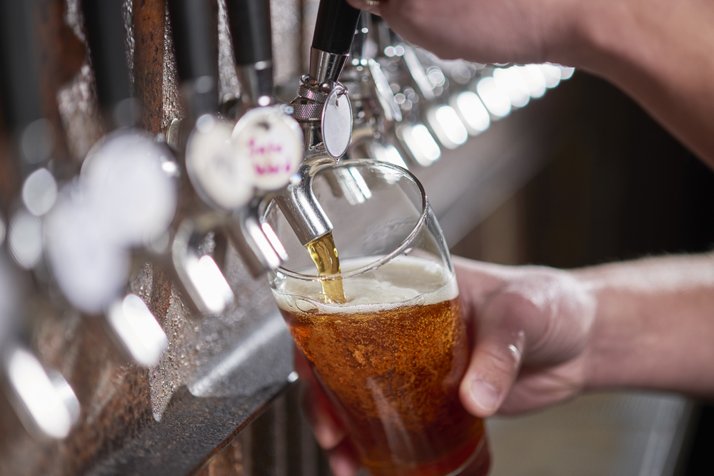 Craft beer poured into a pint glass. Visiting a brewery is one of the things to do in Logan Ohio 