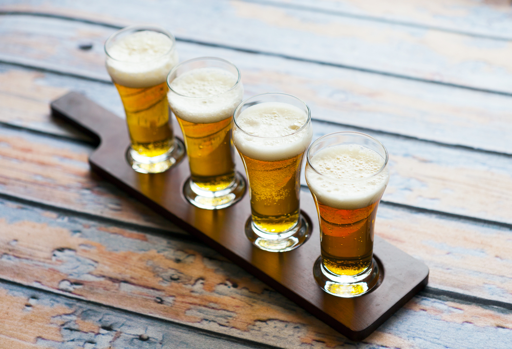 A flight of craft beer.