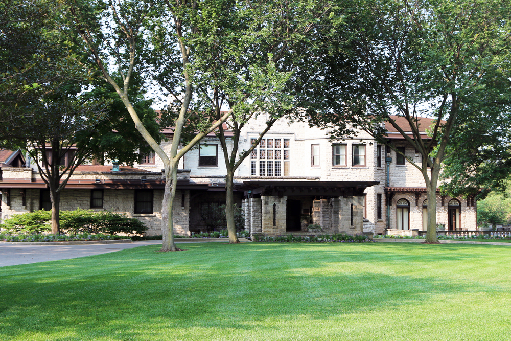 Fairlane, the home of Henry and Clara Ford can be seen from the grass lawn. One of the things to do in Dearborn, MI. 