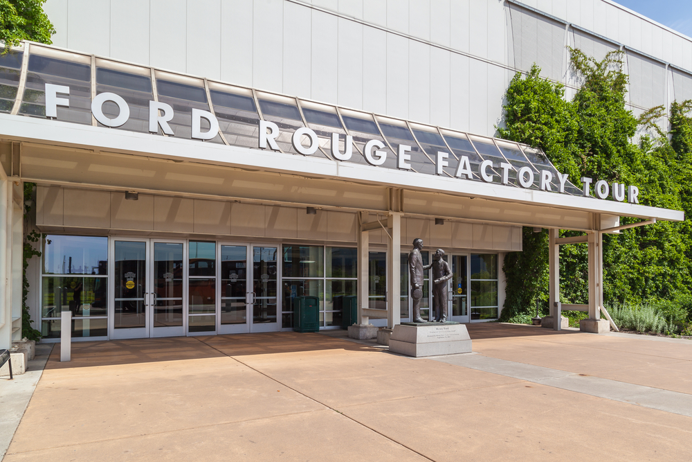 Entrance of Ford Rouge Factory Tour in Dearborn, Detroit, Michigan. One of the things to do in Dearborn, MI