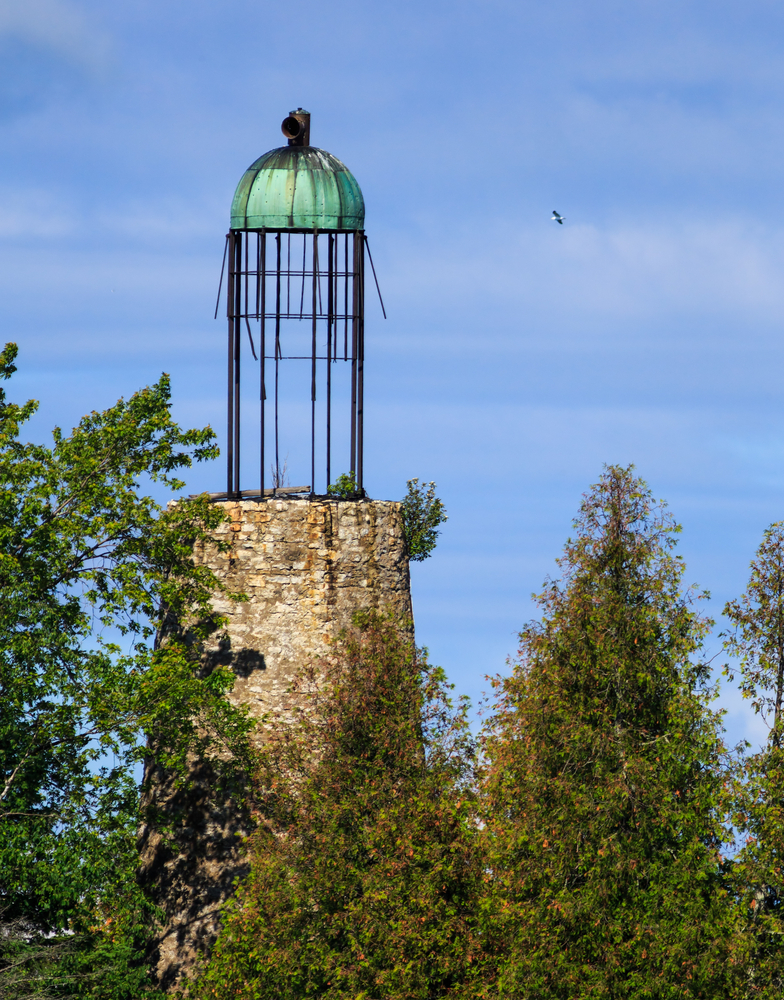 The Old Lighthouse at Baileys Harbor in Door County Wisconsin is one of a handful of existing beacons with a birdcage lantern room.