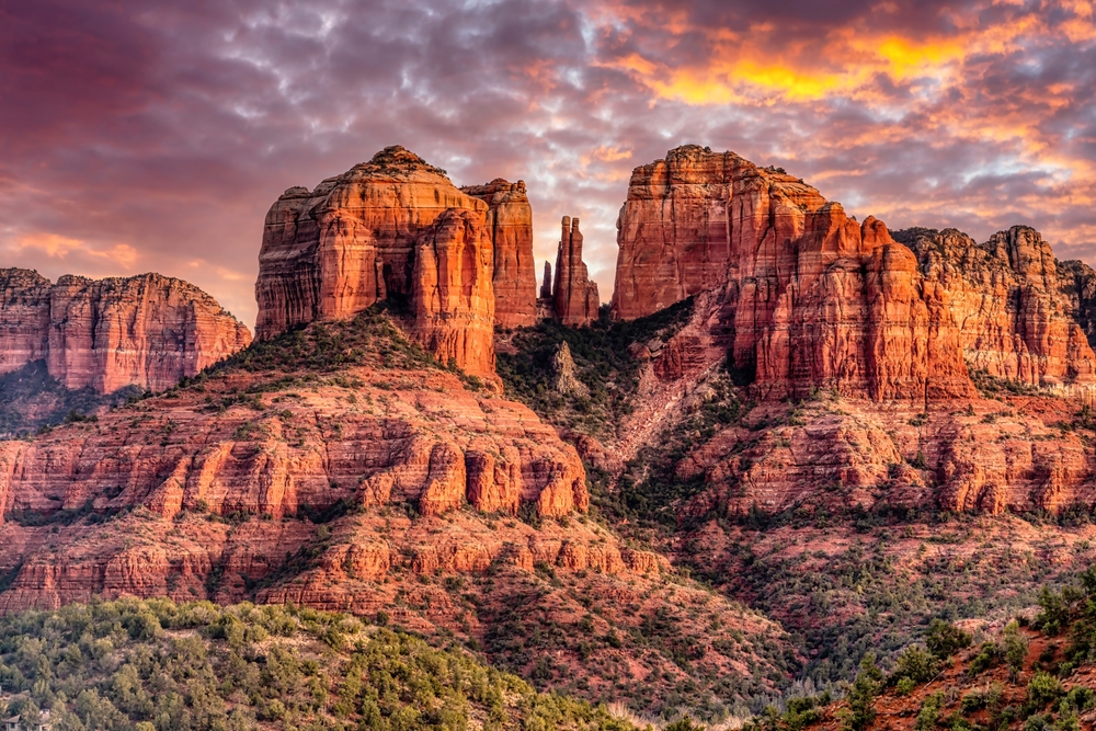 sunset at a mountain