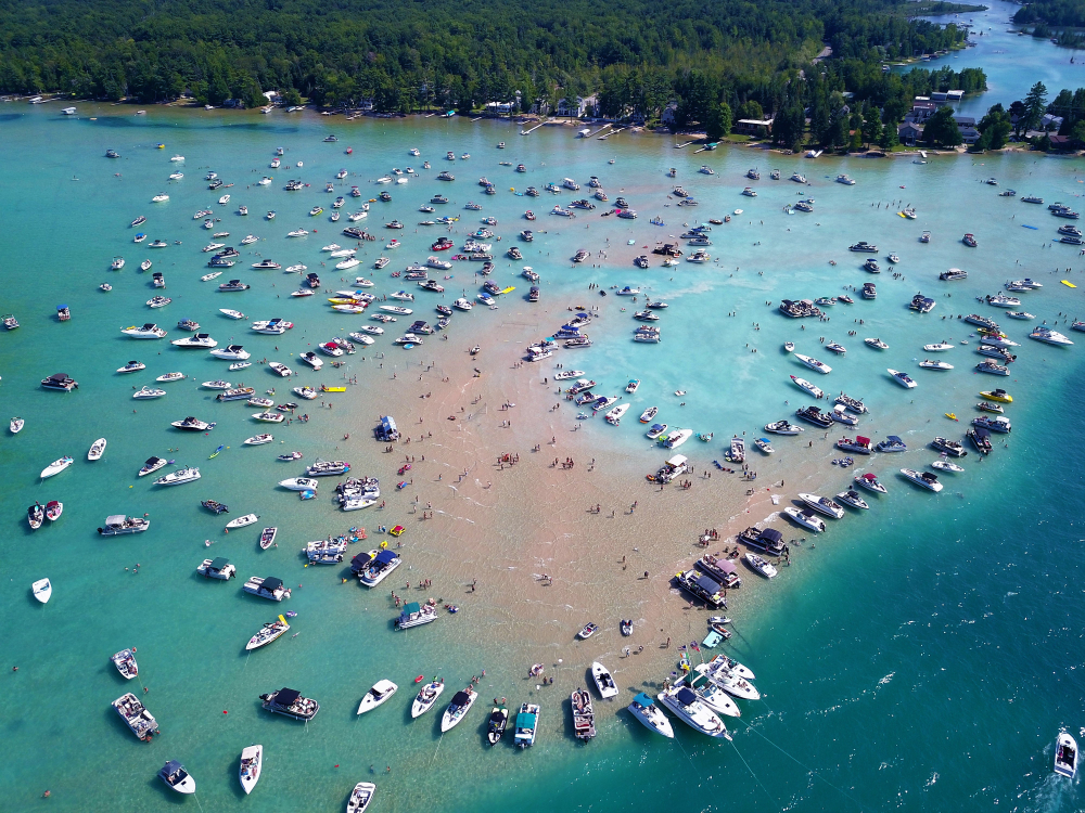 aerial view of a sandbar