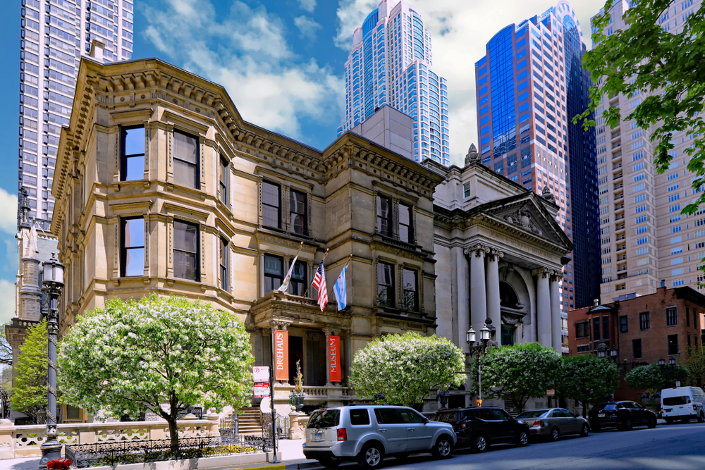 The Richard Driehaus Museum in the River North neighborhood in Chicago, housing his collection of art, and glass.