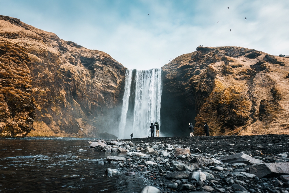 waterfall falling from a cliff fly from Cleveland