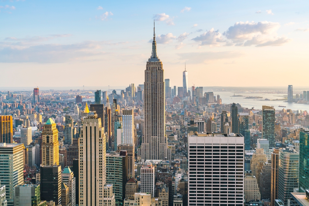 skyline of a city with tallest tower