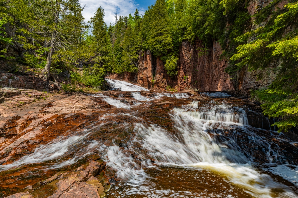 Waterfall along the Split Rock River trail in Minnesota North Shore