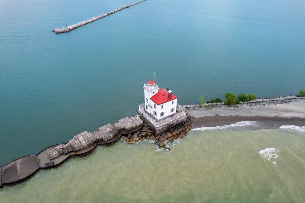 aerial view of a harbor cleveland to buffalo