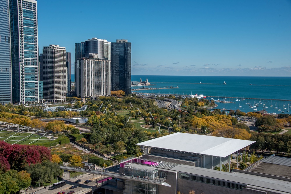 view of a city beside the ocean with park and buildings and boats best neighborhoods in chicago